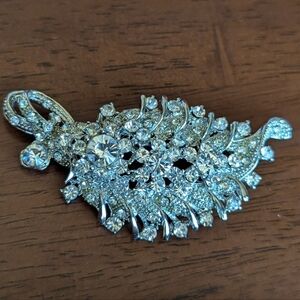 vintage LARGE RHINESTONE BROOCH pin 1950's 1960's
